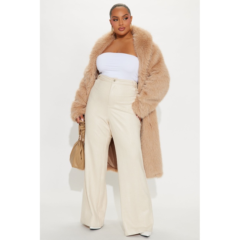 All Attitude Faux Leather Wide Leg Croc Pant 33 – Stone