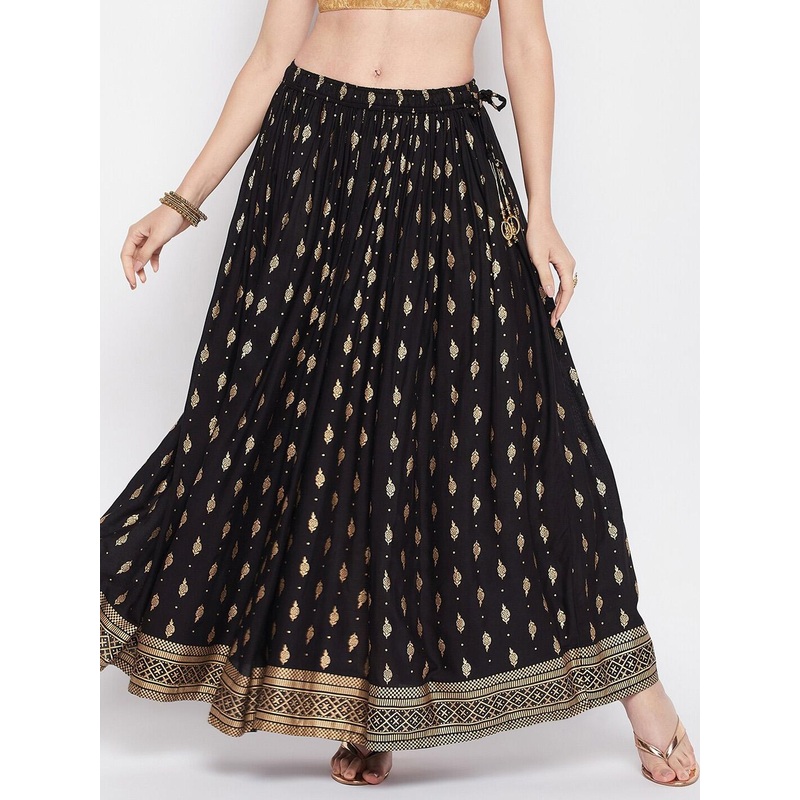 Clora Creation Ethnic Printed Flared Maxi Skirt