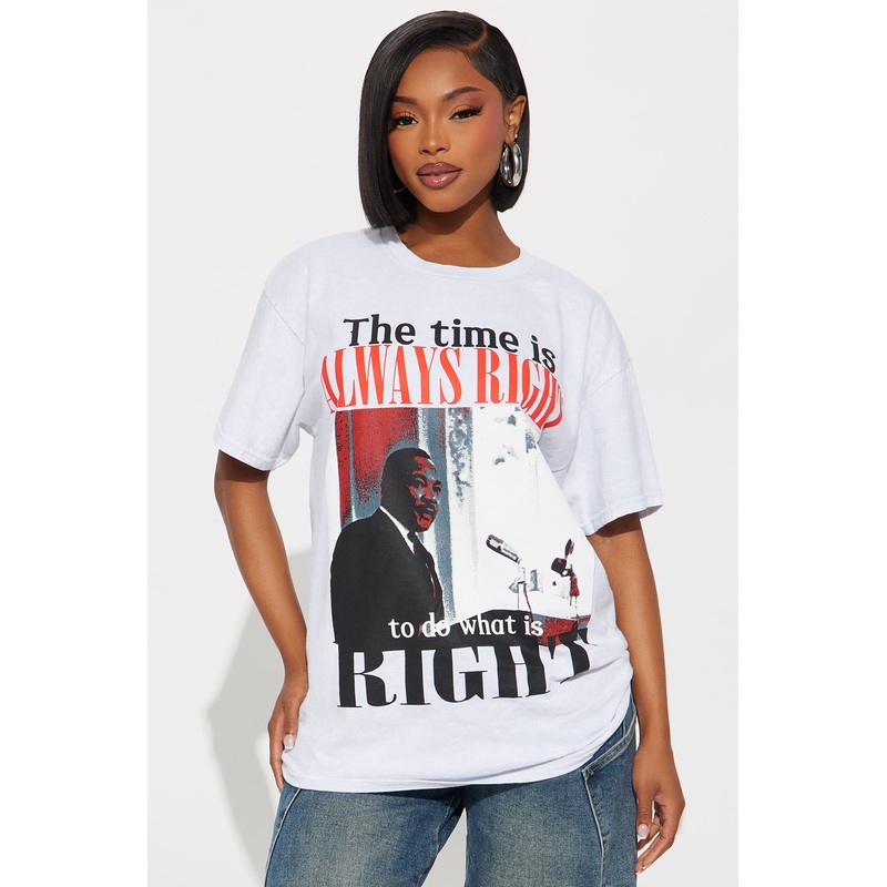 MLK The Time Is Always Right Washed Tee – Grey