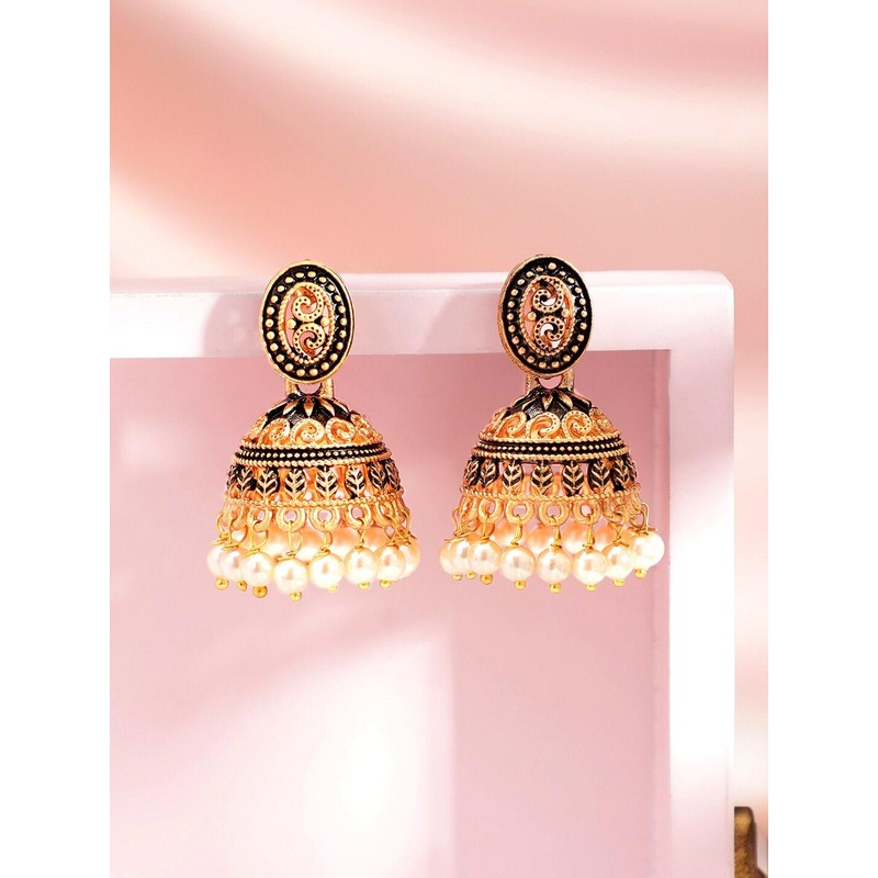 Rubans Gold-Plated Contemporary Jhumkas