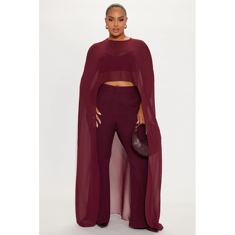 Sheer Intentions 3 Piece Pant Set – Wine