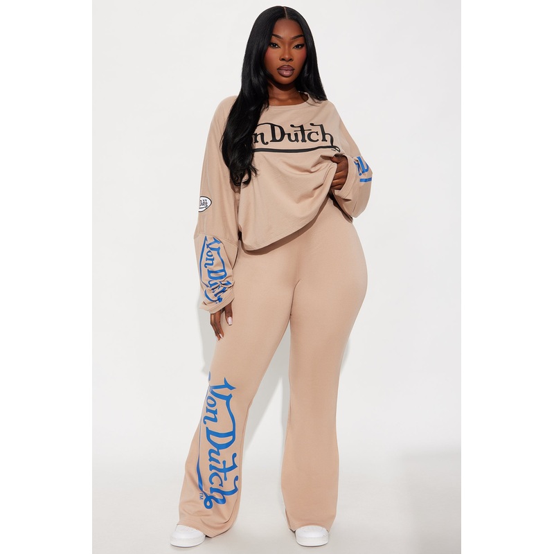 Von Dutch Rebel Washed Flare Pant – Brown