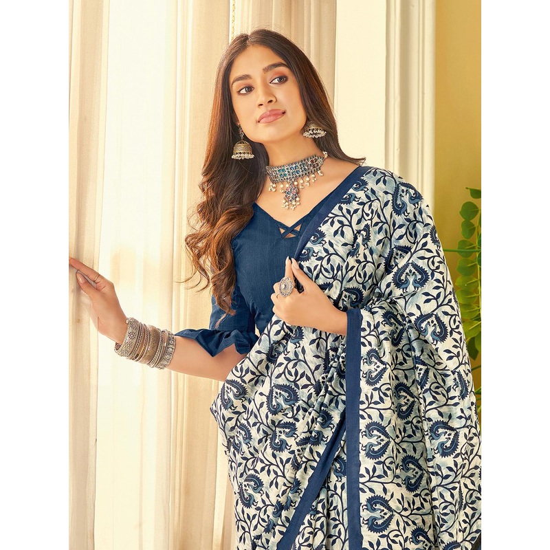 Anouk Rustic Off White Ethnic Motifs Dabu Saree