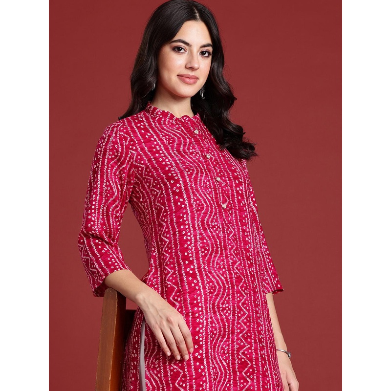 Anouk Women Bandhani Printed Straight Kurta