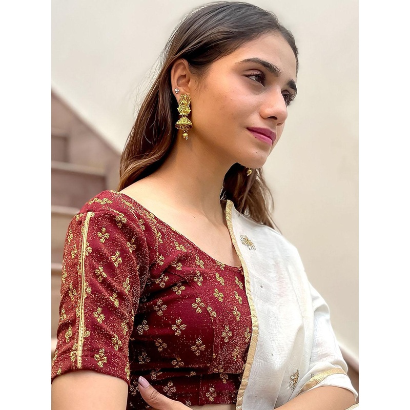 Bindigasm’s Advi Zari Embellished Stretchable Saree Blouse