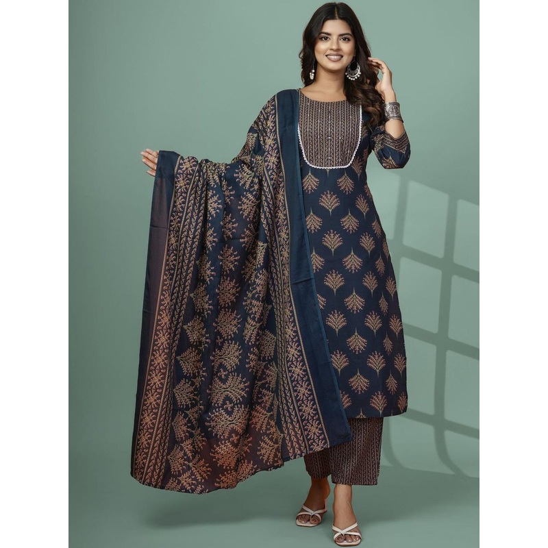 HARIKS Women Floral Printed Kurta with Trousers & Dupatta