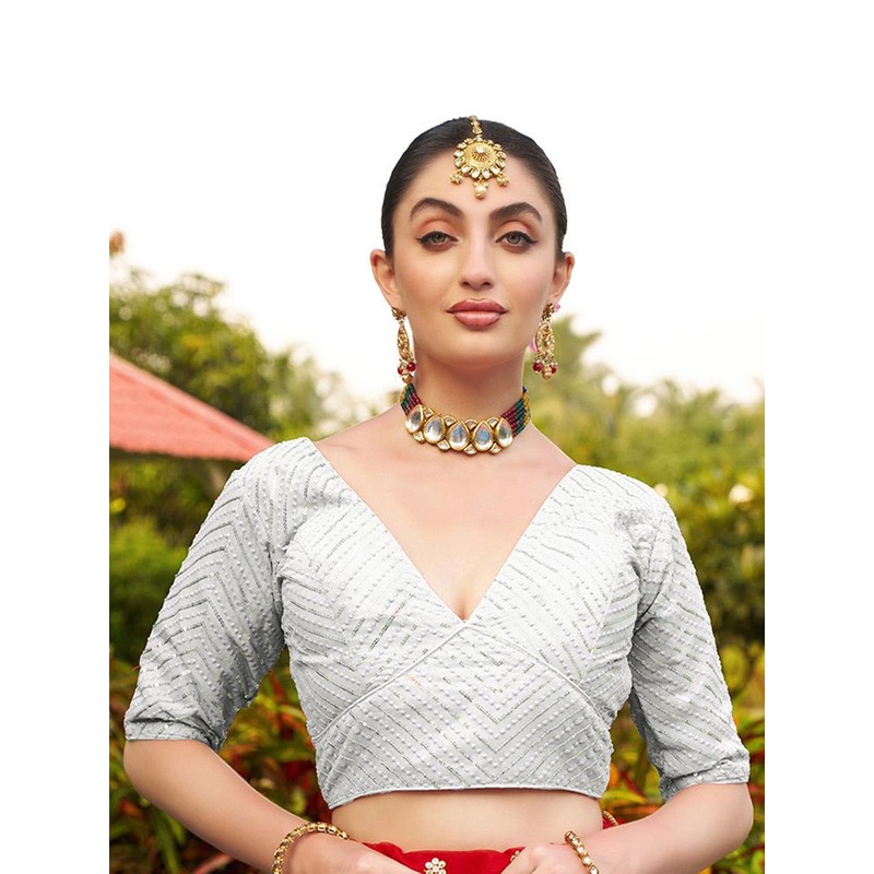 HERE&NOW Embroidered Radymade Saree Blouse