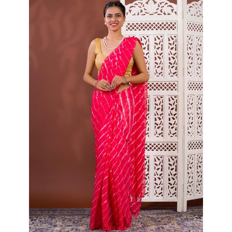 KCPC BANDHANI Leheriya Dyed Pure Chiffon Leheriya Saree