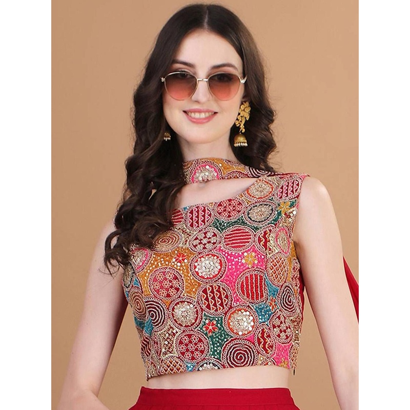Kinjo Women Ethnic Motifs Embroidered Crop Top