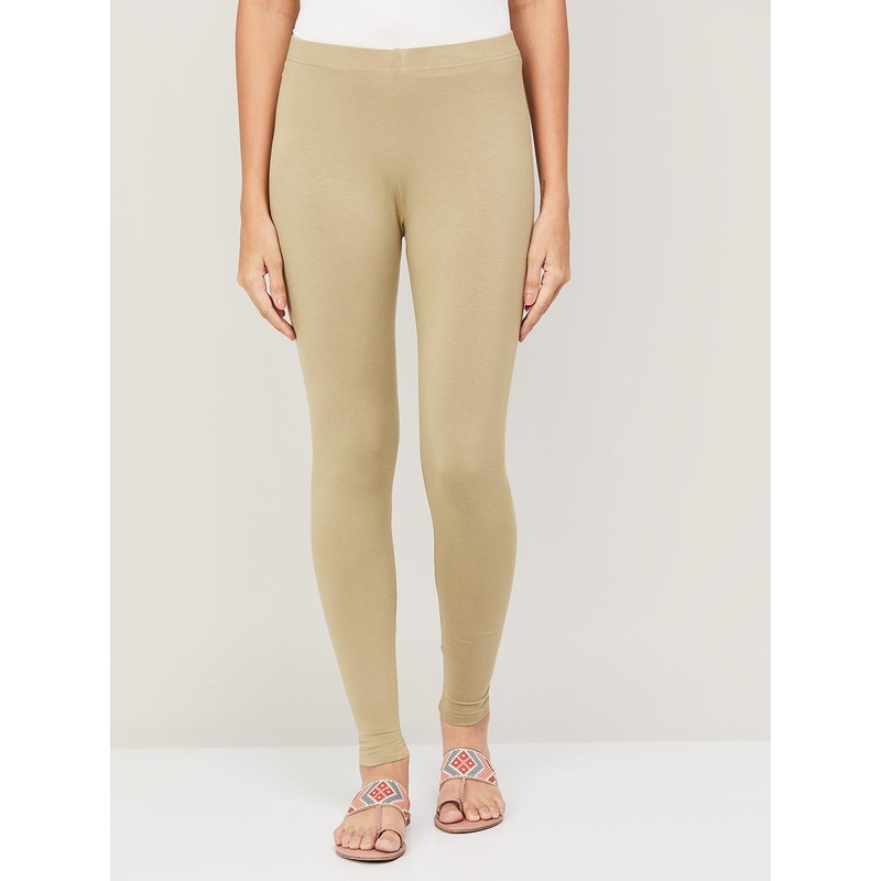 Melange by Lifestyle Women Beige Solid Ankle-Length Leggings