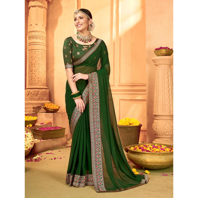 Mitera Pure Georgette Saree With Blouse Piece