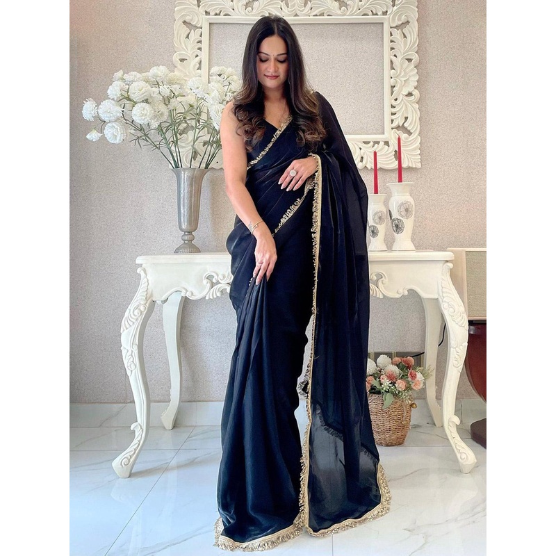 Mitera Solid Net Saree