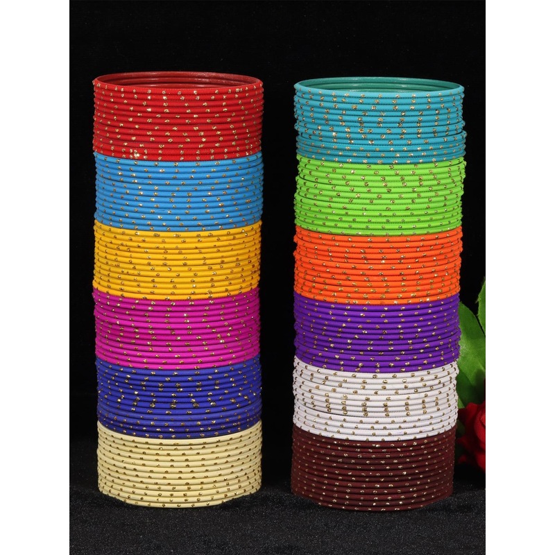 NMII Red & Blue Polka Dot Glossy Finish Bangle Set