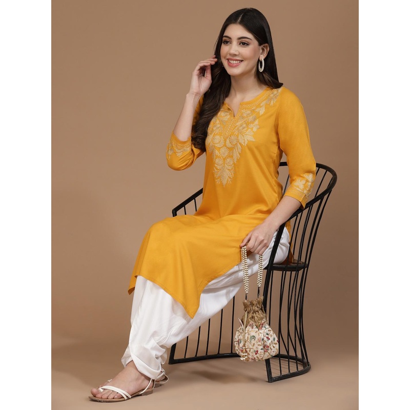 QAZMI Mehak Kashmiri Zari Work Straight Kurta
