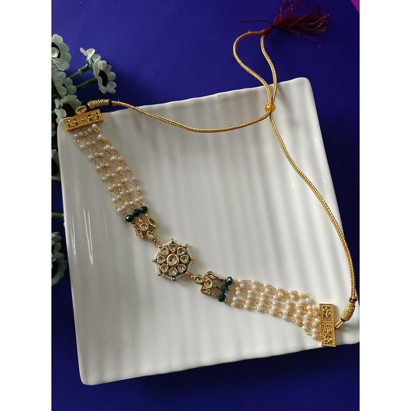 Sanjog Gold-Plated Kundan Studded Statement Choker Necklace