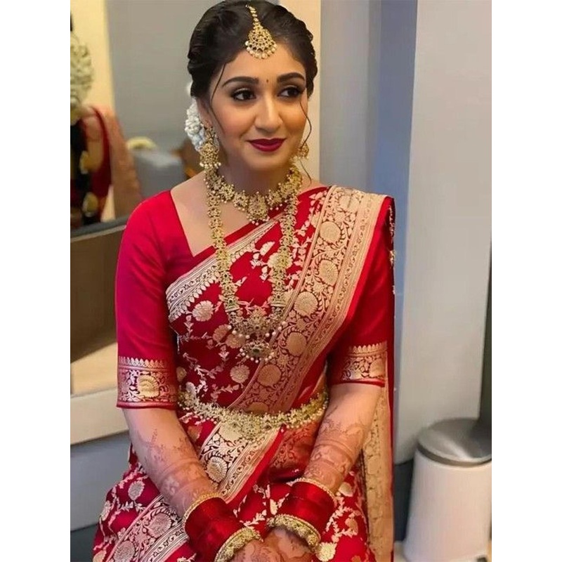 SWAMI STUDIO Ethinic Motifs Woven Design Zari Saree With Unstitched Blouse