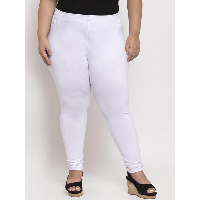 TAG 7 PLUS Women White Solid Plus Size Ankle-Length Leggings