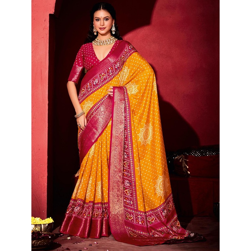 TIRA Bandhani Printed Zari Saree