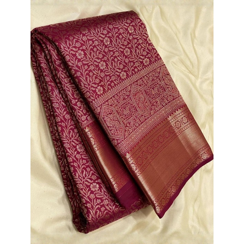 Twika Woven Design Ethnic Motifs Zari Kanjeevaram Saree With Blouse Piece