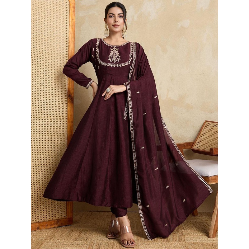 ZAIERRA Women Ethnic Motifs Printed Anarkali Kurta with Trouser & Dupatta