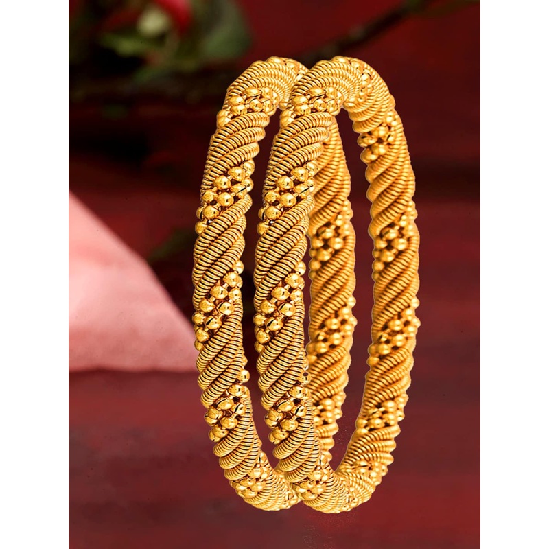ZENEME Set Of 2 Gold Plated Bangles