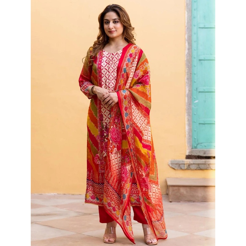 Aaghnya Women Viscose Rayon Kurta & Trousers With Dupatta