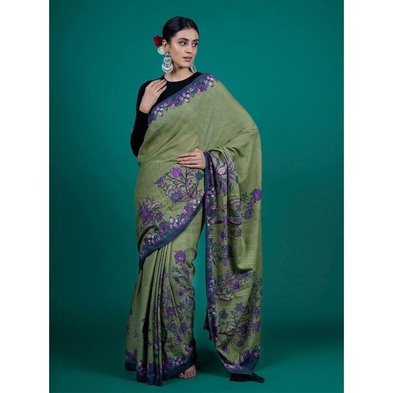 BUTA BUTI Floral Printed Pure Cotton Saree