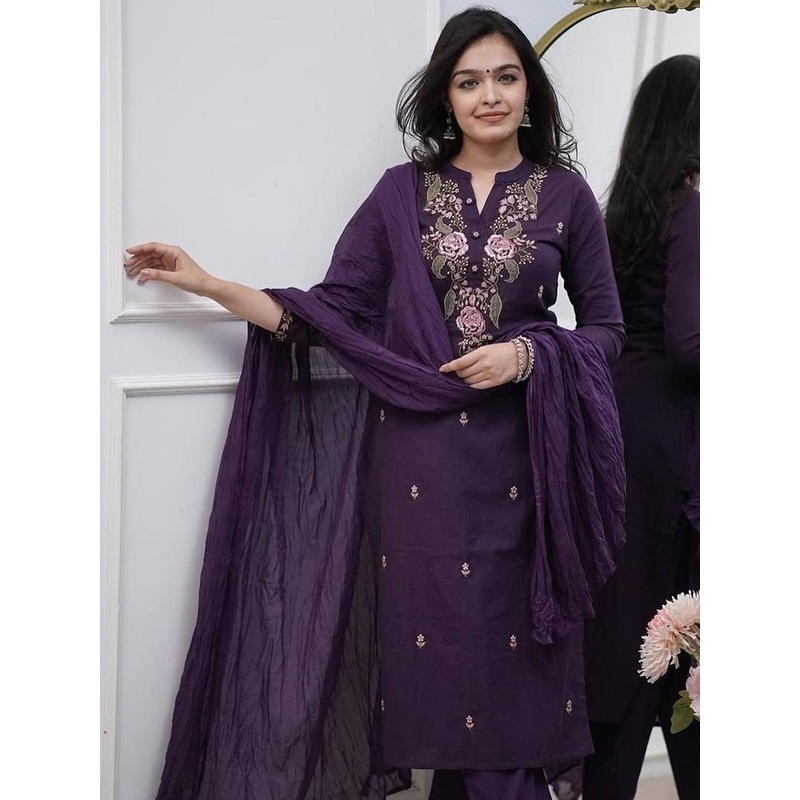 CREEPER Women Ethnic Motifs Embroidered Kurta with Trousers & Dupatta