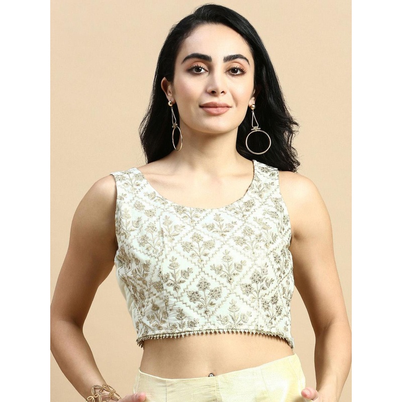 De Moza Embroidered Sleeveless Saree Blouse