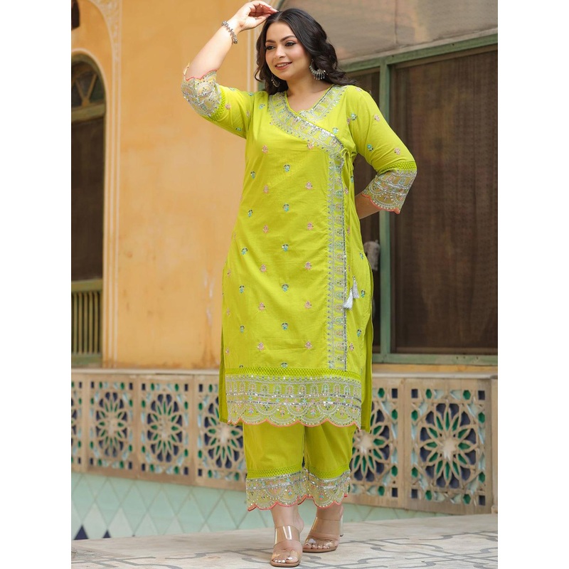 DIVASTRI Women Ethnic Motifs Embroidered Regular Kurta with Palazzos