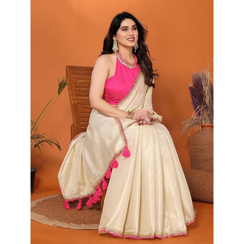 FABMORA Saree With Blouse Piece