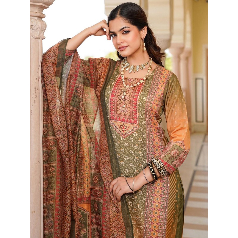 KALINI Women Ethnic Motifs Printed Regular Kurta with Trousers & With Dupatta