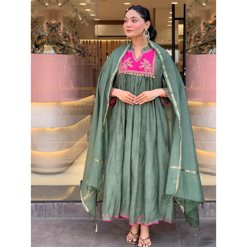 KALINI Women Ethnic Motifs Regular Kurta with Trousers & With Dupatta