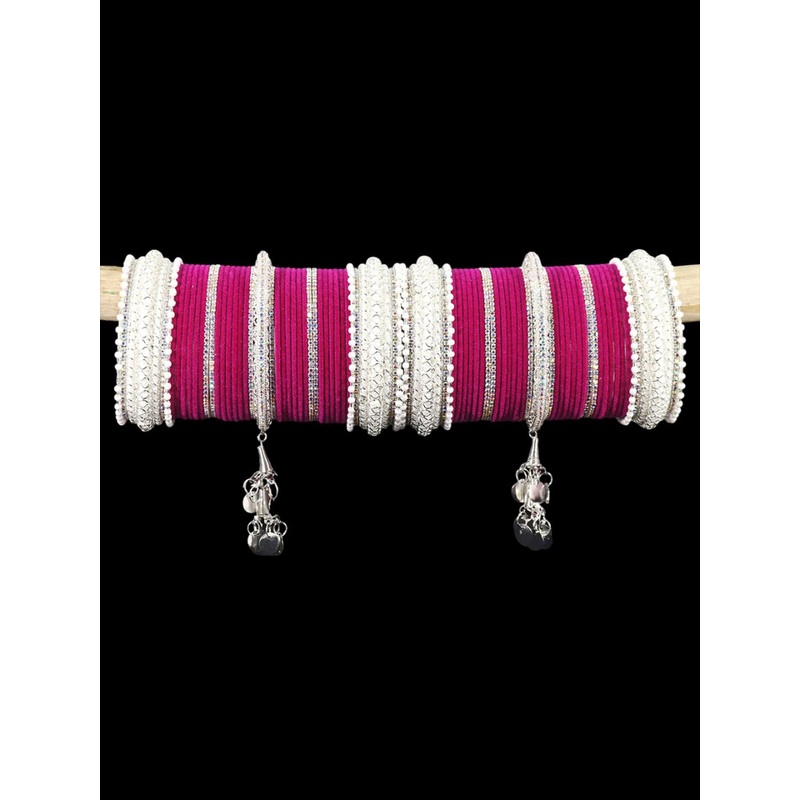 LAVAZZA Set Of 66 Crystals Studded Bridal Chuda Bangles Set