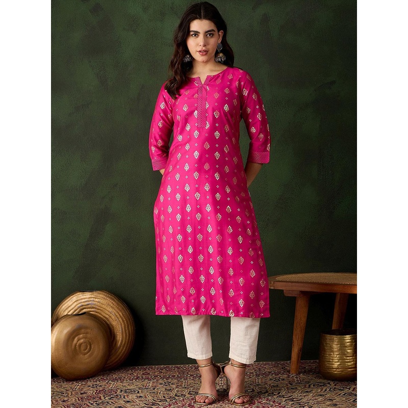 Sangria Ethnic Motif-Printed Straight Kurta