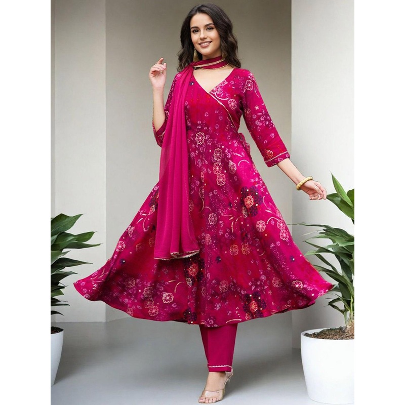 SZN Women Floral Printed Anarkali Kurta with Trousers & Dupatta