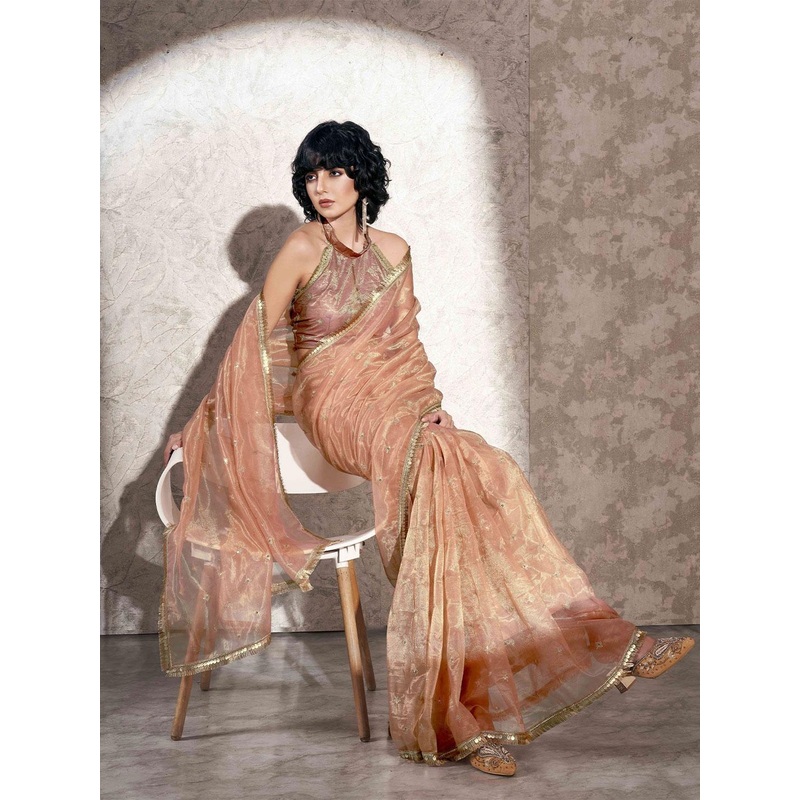 Tikhi Imli Ethnic Motifs Sequinned Net Saree