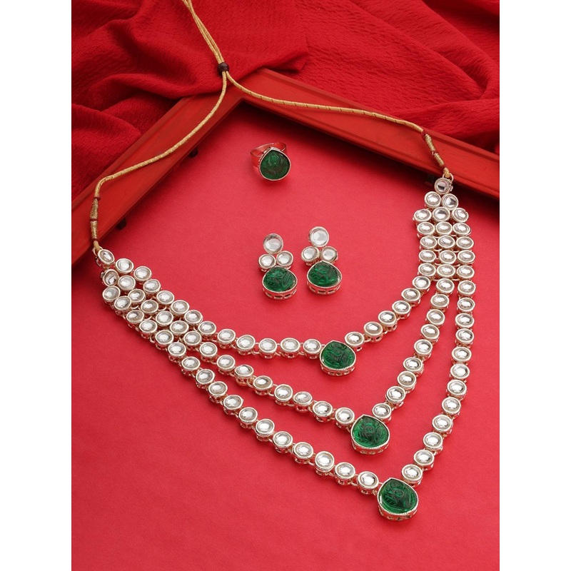 Zaveri Pearls Gold-Plated Kundan Stone Studded Jewellery Set