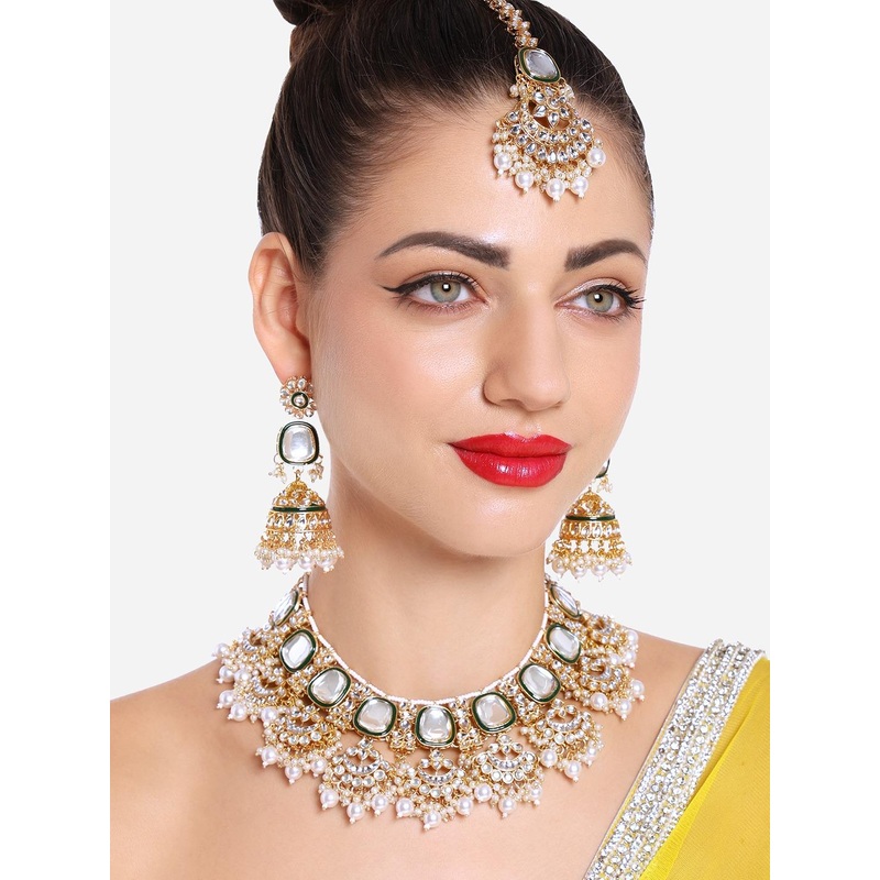 Zaveri Pearls Gold-Plated Kundan Studded Jewellery Set