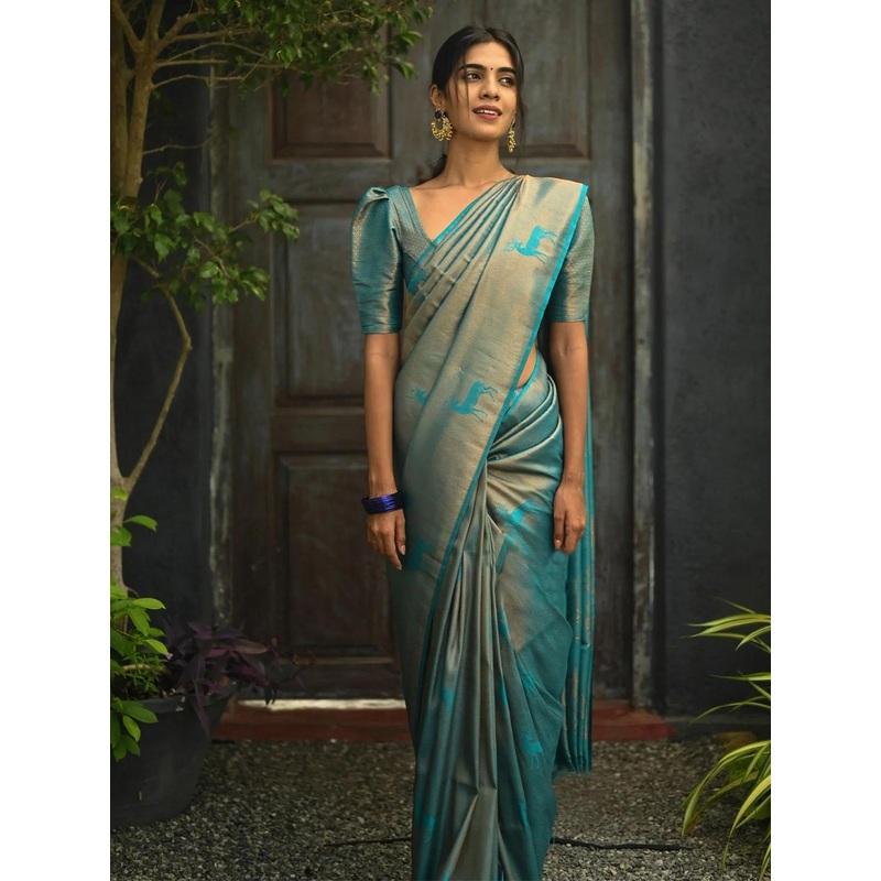 AMRUTKALA SAREES Woven Design Zari Saree With Unstitched Blouse Piece