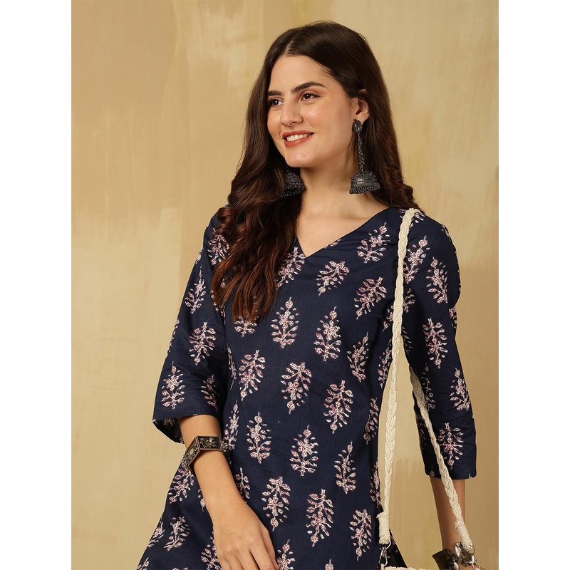 Anouk Rustic Women Floral Printed Regular Pure Cotton Kurta with Palazzos