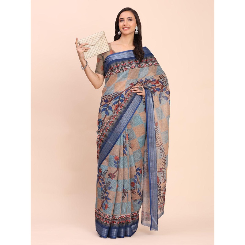 Astita Floral Printed Zari Saree