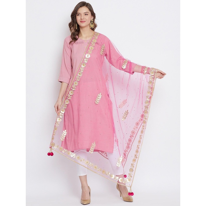 Clora Creation Embroidered Dupatta with Gotta Patti