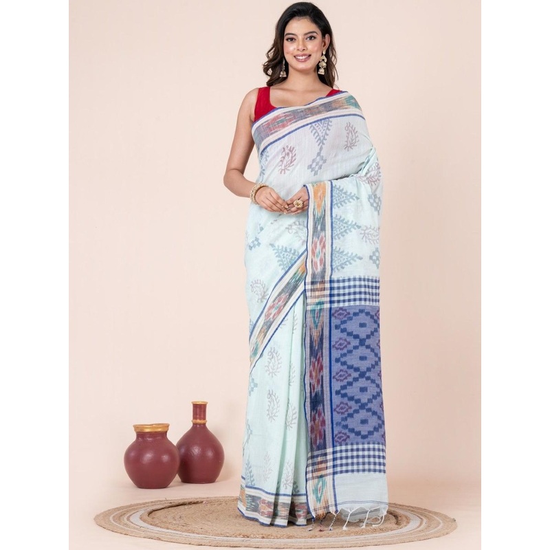 Durga Handlooms Ethnic Motifs Printed Ikat Saree