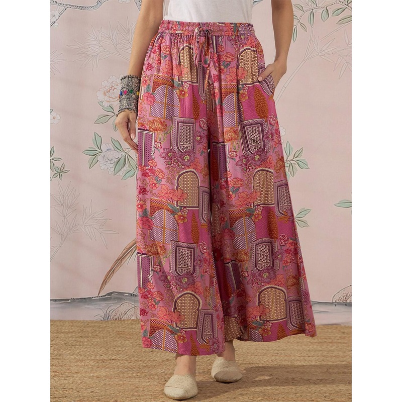 InWeave Women Floral Printed Flared Ethnic Palazzos