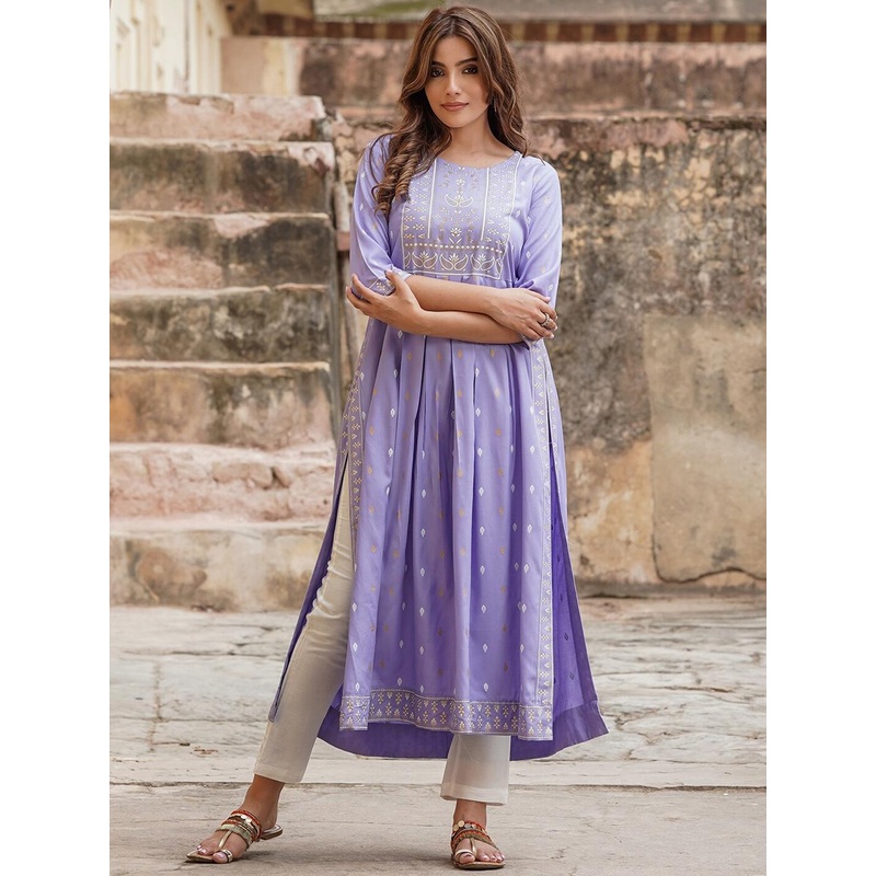 KALINI Ethnic Motif Printed High-Slit Kurta