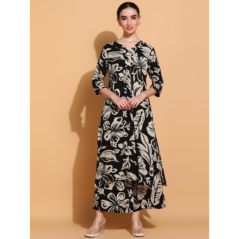 KALINI Floral Printed V-Neck Tunic with Palazzo Co-Ords
