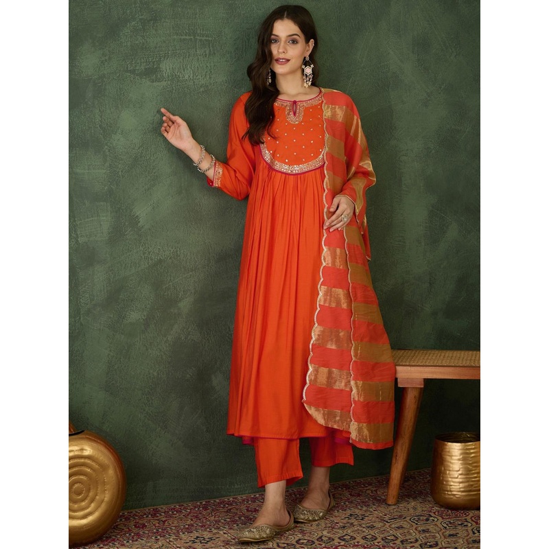 KALINI Women Embroidered A-Line Kurta Set