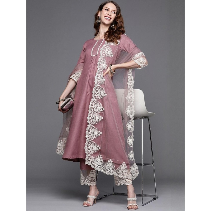 KALINI Women Regular Thread Work Kurta with Trousers & With Dupatta