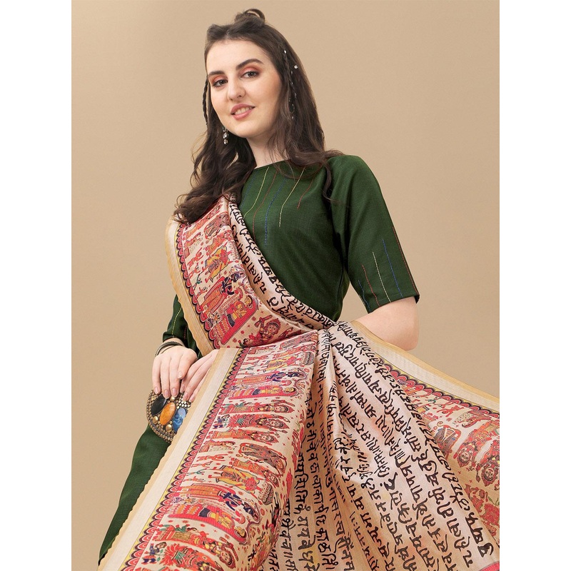 KALINI Women Striped Kurta with Trousers with Digital Print Dupatta